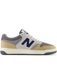 Buty unisex New Balance BB480LGB – szare. Okazja: na co dzień. Kolor: szary. Materiał: syntetyk, dresówka, materiał. Szerokość cholewki: normalna. Sport: turystyka piesza