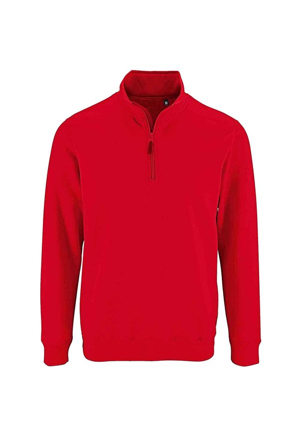 SOL'S - Sweter Męski Stan Zip Z Kołnierzem Stojącym. Kolor: czerwony