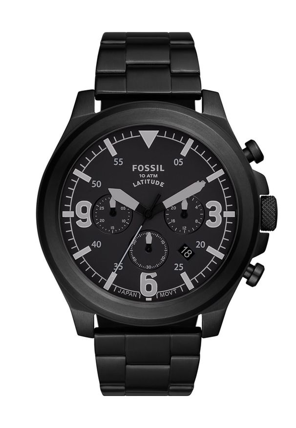 Fossil - Zegarek FS5754. Kolor: czarny. Materiał: materiał