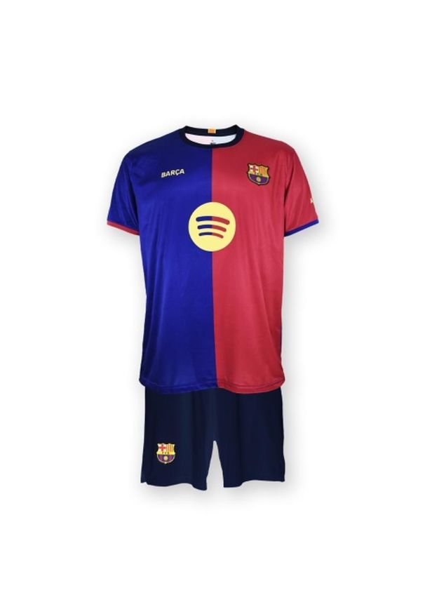 FC Barcelona komplet koszulka spodenki junior Home FCB 2024/25 Lamine Yamal. Kolor: czerwony, niebieski, wielokolorowy. Sport: piłka nożna