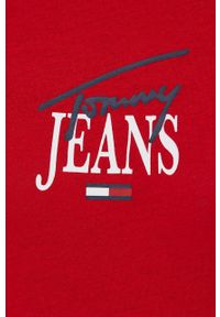Tommy Jeans T-shirt DW0DW12001.PPYY damski kolor czerwony. Okazja: na co dzień. Kolor: czerwony. Materiał: bawełna, dzianina. Wzór: nadruk. Styl: casual #4