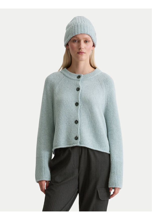 Marc O'Polo Kardigan 509 6121 61093 Niebieski Relaxed Fit. Typ kołnierza: polo. Kolor: niebieski. Materiał: wełna