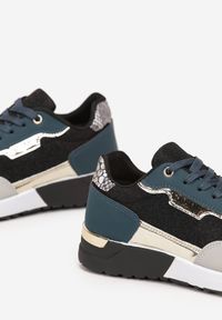 Renee - Granatowo-Szare Sneakersy Ozdobione Brokatem i Metalicznymi Wstawkami Kemanne. Kolor: niebieski. Wzór: aplikacja #3