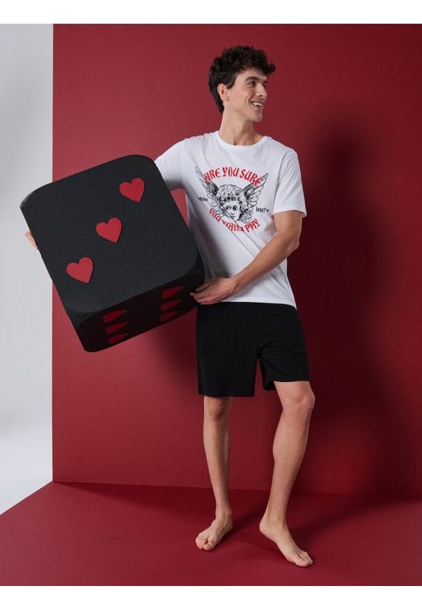 Sinsay - Bawełniana piżama dwuczęściowa z nadrukiem - wielobarwny. Materiał: bawełna. Wzór: nadruk