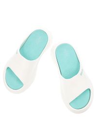 Big-Star - Klapki damskie Big Star, na platformie profilowane na basen na wakacje codzienne, biało-turkusowe, RR274A586. Okazja: na co dzień. Kolor: biały. Wzór: aplikacja. Sezon: lato. Obcas: na platformie. Styl: casual, wakacyjny #7