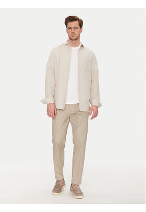 Calvin Klein Koszula K10K114488 Beżowy Regular Fit. Kolor: beżowy. Materiał: bawełna