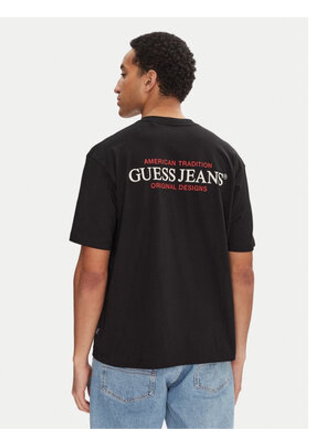 Guess Jeans T-Shirt M4BI75 K8FQ4 Czarny Oversize. Kolor: czarny. Materiał: bawełna