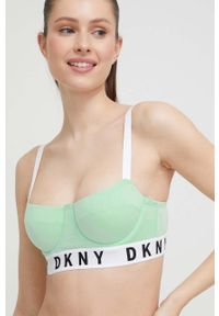 DKNY - Dkny kolor zielony gładki. Kolor: zielony. Rodzaj stanika: biustonosz z fiszbinami. Wzór: gładki #2