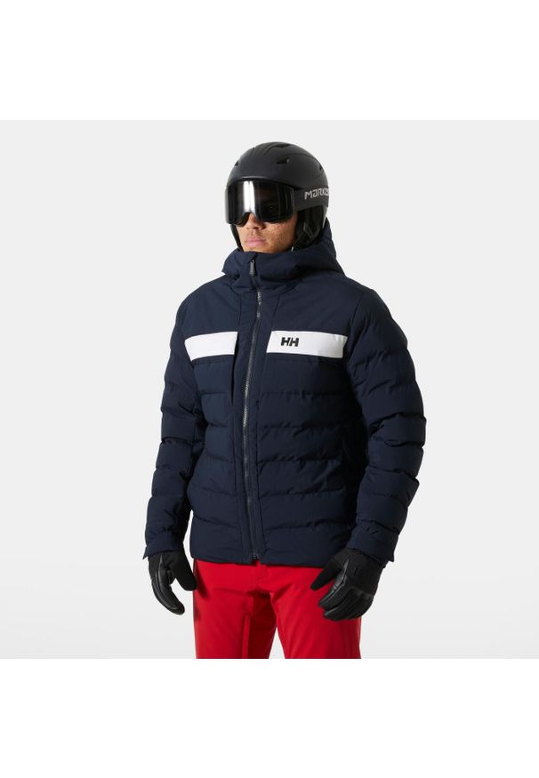 Kurtka z kapturem Helly Hansen Bossanova. Typ kołnierza: kaptur. Kolor: niebieski. Materiał: puch. Sezon: zima. Sport: narciarstwo