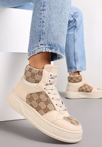 Born2be - Beżowe Sneakersy za Kostkę na Grubej Podeszwie Naindra. Wysokość cholewki: za kostkę. Kolor: beżowy #1