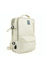 Plecak podróżny Solier FV06 Noa beżowy. Kolor: beżowy. Materiał: materiał. Wzór: paski. Styl: klasyczny, casual, elegancki #1