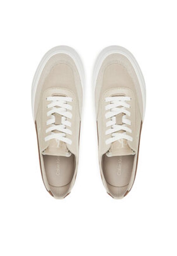 Calvin Klein Jeans Sneakersy Vulc Flatform Low Cv Mix Mg YW0YW01770 Beżowy. Kolor: beżowy. Materiał: materiał