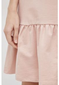 only - Only Sukienka kolor różowy mini rozkloszowana. Kolor: różowy. Materiał: bawełna, dzianina. Długość rękawa: długi rękaw. Wzór: gładki. Typ sukienki: rozkloszowane. Długość: mini #4