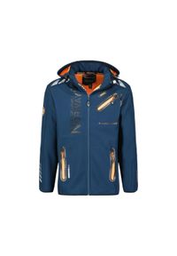 Kurtka męska softshell Geographical Norway ROYAUTE Navy/Orange.. Kolor: żółty, niebieski, wielokolorowy, pomarańczowy. Materiał: poliester, elastan. Sport: turystyka piesza #1