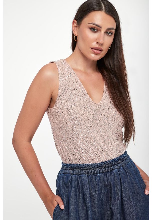 Weekend Max Mara - Top damski z cekinami Acaici WEEKEND MAX MARA
