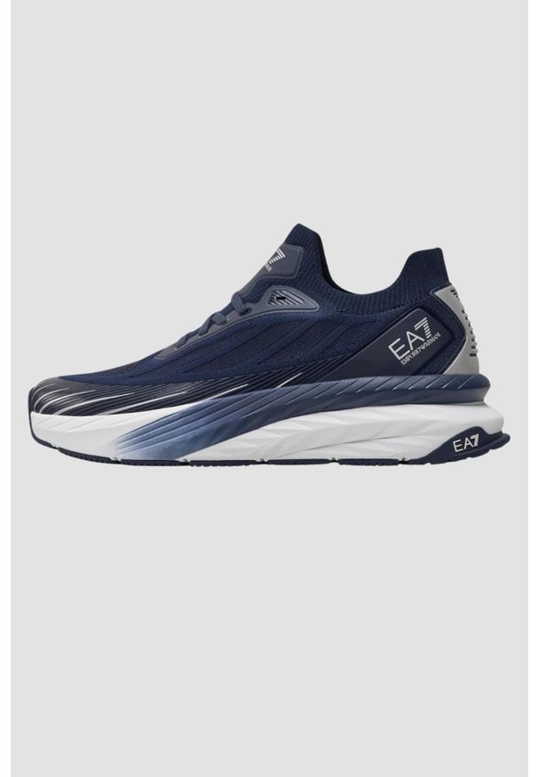 EA7 Emporio Armani - EA7 Niebieskie sneakersy męskie. Kolor: niebieski