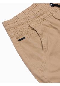 Ombre Clothing - Spodnie męskie joggery P885 - camel - XXL. Materiał: bawełna, elastan. Styl: klasyczny #4