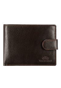 Wittchen - Męski portfel skórzany z przezroczystym panelem brązowy. Kolor: brązowy. Materiał: skóra