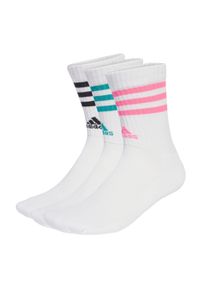 Adidas - 3-Stripes Cushioned Crew Socks 3 Pairs. Kolor: biały, wielokolorowy, różowy, niebieski. Materiał: materiał