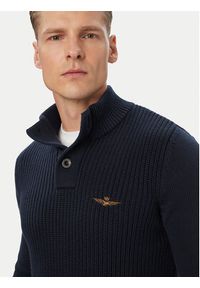 Aeronautica Militare Sweter 262MA1572UL00409 Granatowy Regular Fit. Kolor: niebieski. Materiał: bawełna #5