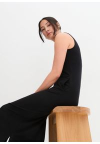 bonprix - Sukienka maxi z mieszanki wiskozy z bawełną. Kolor: czarny. Materiał: jersey, wiskoza, bawełna. Długość rękawa: na ramiączkach. Typ sukienki: proste. Długość: maxi #3