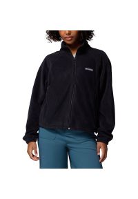 columbia - Bluza damska Columbia Benton Springs Relaxed 2136221010 - czarna. Okazja: na co dzień. Kolor: czarny. Materiał: dresówka, poliester, polar. Wzór: aplikacja. Styl: klasyczny, casual