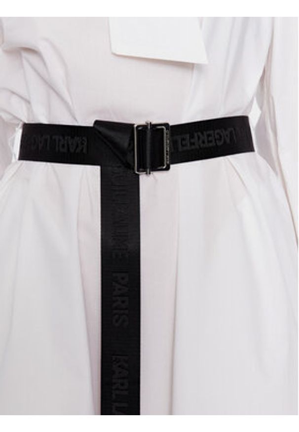 Karl Lagerfeld - KARL LAGERFELD Sukienka codzienna 226W1302 Biały Regular Fit. Okazja: na co dzień. Typ kołnierza: dekolt w karo. Kolor: biały. Materiał: bawełna. Typ sukienki: proste. Styl: casual