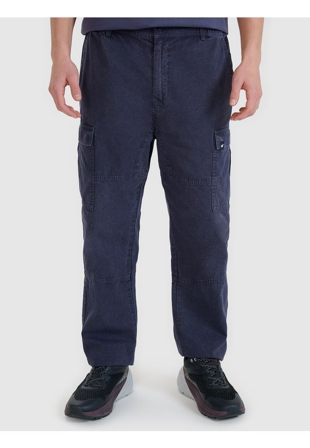 4f - 4F Spodnie casual cargo męskie - szare XXL. Kolor: szary. Materiał: bawełna, tkanina