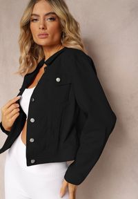 Renee - Czarna Jeansowa Kurtka z Bawełny z Guzikami i Kieszeniami Ainztia. Kolor: czarny. Materiał: bawełna, jeans #5