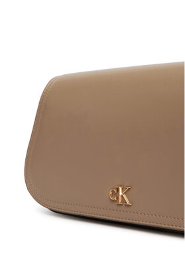 Calvin Klein Torebka Ck Curved Wallet On Chain LV04F1153G Beżowy. Kolor: beżowy. Materiał: skórzane