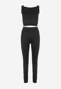 Renee - Czarny Komplet Dresowy 3-częściowy z Legginsami Bluzą i Topem Heri. Kolekcja: plus size. Kolor: czarny. Materiał: dresówka #5