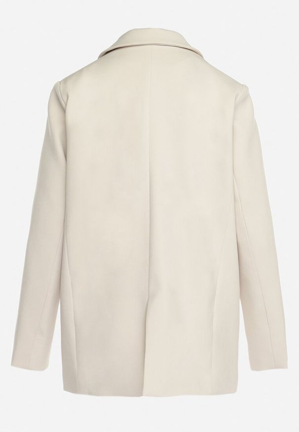 Born2be - Beżowa Pudełkowa Marynarka z Kieszeniami z Klapami i Guzikiem Marviana. Kolor: beżowy