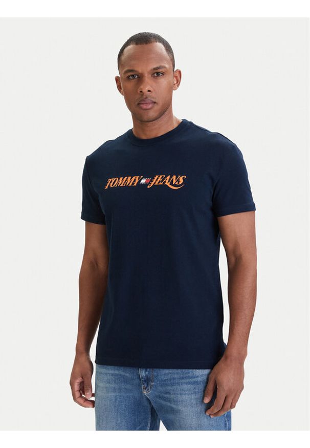 Tommy Jeans T-Shirt DM0DM22548 Granatowy Regular Fit. Kolor: niebieski. Materiał: bawełna