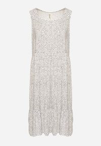 Born2be - Biała Bawełniana Sukienka w Kropki z Falbanami Zerolia. Okazja: na co dzień, do pracy, na spotkanie biznesowe. Kolor: biały. Materiał: bawełna. Wzór: kropki. Typ sukienki: proste. Styl: biznesowy, klasyczny, casual #3