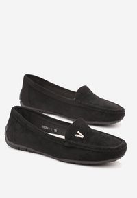 Renee - Czarne Mokasyny z Imitacji Zamszu ze Skórzaną Wkładką Titanora. Kolor: czarny. Materiał: skóra, zamsz. Sezon: lato #5