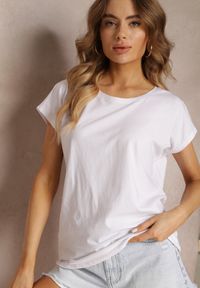 Renee - Biały T-shirt z Krótkim Rękawem Bawełniany Telarosa. Kolor: biały. Materiał: bawełna. Długość rękawa: krótki rękaw. Długość: krótkie #3