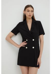 Liu Jo sukienka kolor czarny mini prosta. Kolor: czarny. Materiał: tkanina. Długość rękawa: krótki rękaw. Typ sukienki: proste. Długość: mini