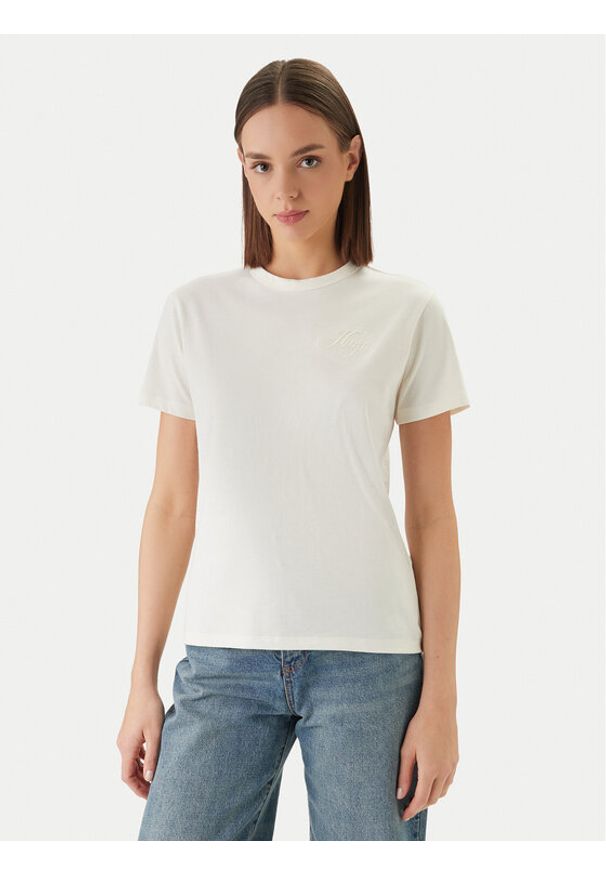 Hugo - HUGO T-Shirt Damacia_7 50561233 Écru Regular Fit. Materiał: bawełna