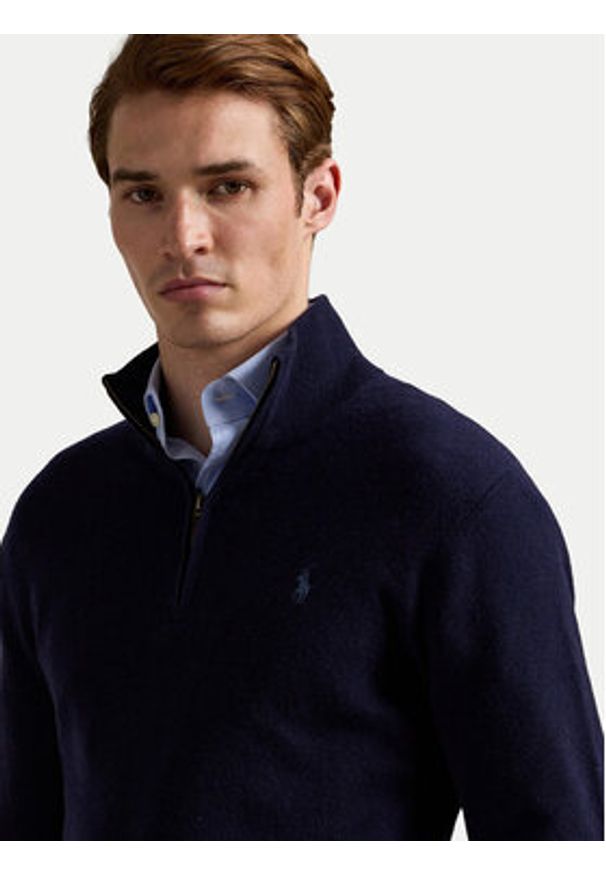 Polo Ralph Lauren Sweter 710876756001 Granatowy Regular Fit. Typ kołnierza: polo. Kolor: niebieski. Materiał: wełna