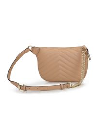 Wittchen - Damska torebka nerka skórzana z ukośnym pikowaniem. Kolor: beżowy. Materiał: skóra. Wzór: aplikacja, gładki #3