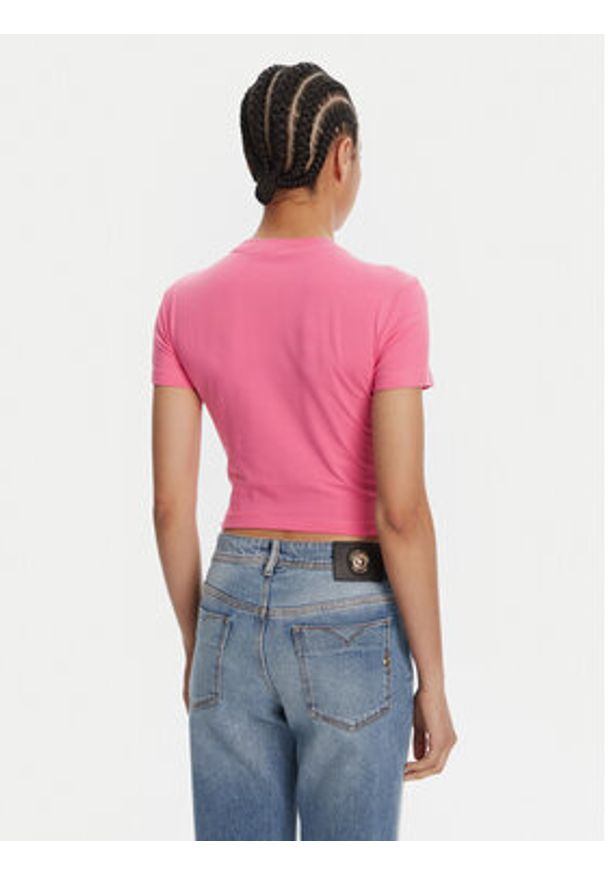 Versace Jeans Couture T-Shirt 78HAHC05 Różowy Slim Fit. Kolor: różowy. Materiał: bawełna