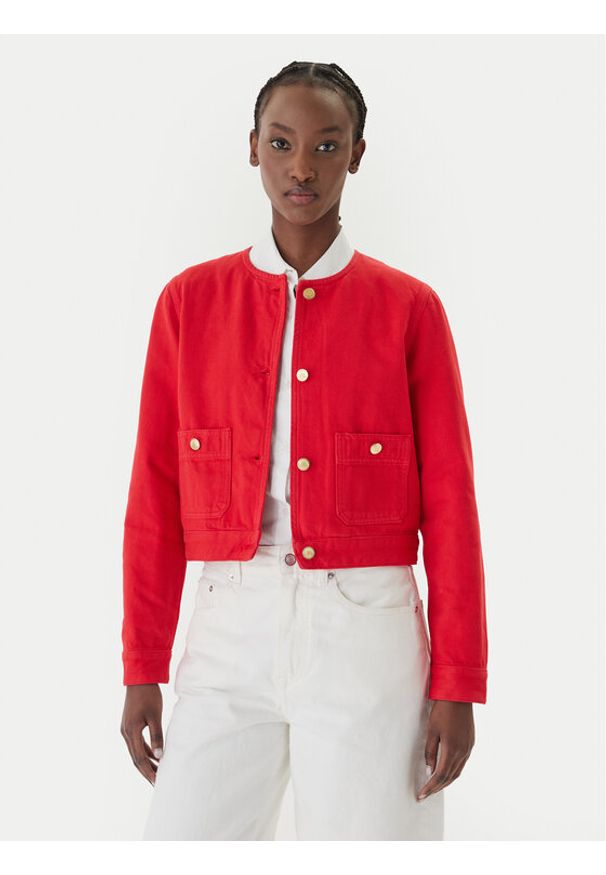 TOMMY HILFIGER - Tommy Hilfiger Kurtka jeansowa WW0WW48591 Pomarańczowy Regular Fit. Kolor: pomarańczowy. Materiał: bawełna