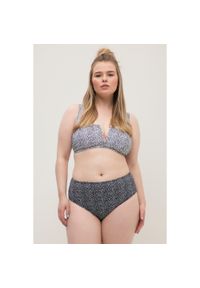 ULLA POPKEN - Damskie Majteczki bikini wysoki stan wzór w groszki. Stan: podwyższony. Kolekcja: plus size. Kolor: czarny. Materiał: poliester, elastan, poliamid, materiał. Wzór: grochy