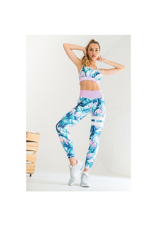 2SkIN - Pastelowe legginsy sportowe z wysokim stanem damskie 2skin CURACAO. Stan: podwyższony. Kolor: wielokolorowy. Materiał: elastan, poliester. Sport: joga i pilates, fitness, bieganie