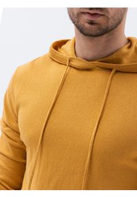 Ombre Clothing - Sweter męski z kapturem - musztardowy V4 E187 - XXL. Typ kołnierza: kaptur. Kolor: żółty. Materiał: nylon, bawełna #8