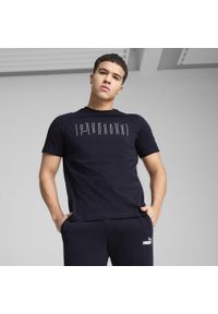 Puma - Męska koszulka z grafiką PUMA Sport PUMA New Navy Blue. Kolor: niebieski. Materiał: guma. Wzór: nadruk. Sport: fitness
