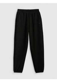 4f - 4F Spodnie dresowe joggery damskie - czarne S. Stan: podwyższony. Kolor: czarny. Materiał: dresówka. Długość: do kostek #1