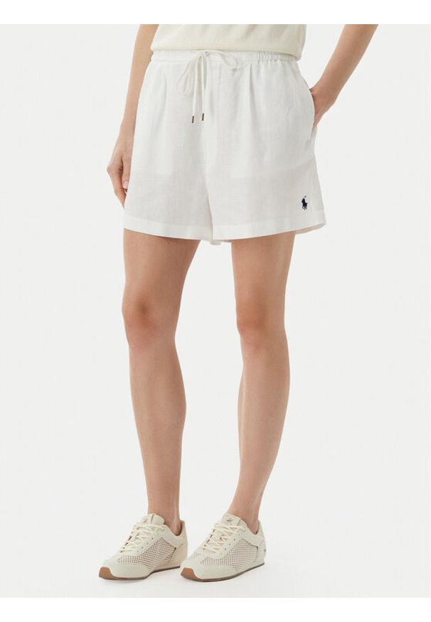 Polo Ralph Lauren Szorty materiałowe 211A12950002 Biały Relaxed Fit. Kolor: biały. Materiał: len