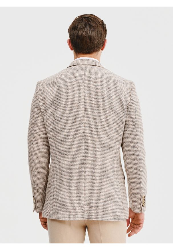 Pako Lorente - Brązowa marynarka w pepitkę. Okazja: na co dzień. Kolor: brązowy. Materiał: poliester, elastan, wiskoza. Sezon: wiosna. Styl: casual