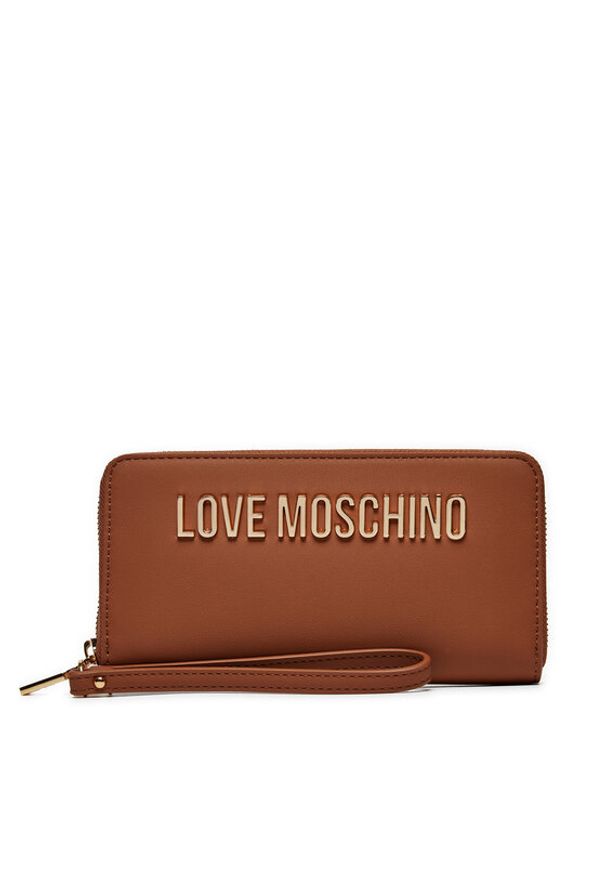 Love Moschino - LOVE MOSCHINO Duży Portfel Damski JC5620PP1LKD0208 Brązowy. Kolor: brązowy. Materiał: skóra